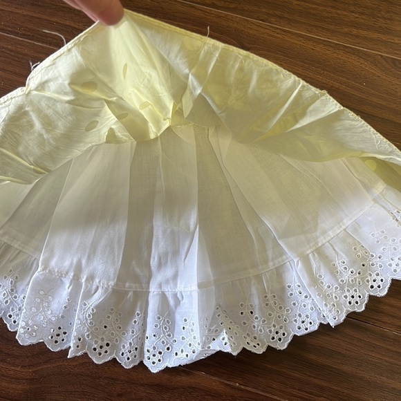 NEW Vintage Yellow Polkadot White Eyelet Scalloped Hem Prairie Twirl Skirt 2T - Picture 4 of 6